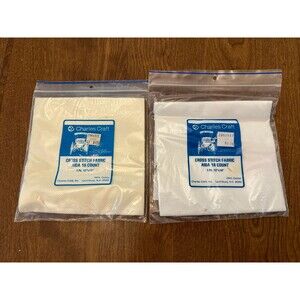 Charles Craft 18ct AIDA Cross Stitch Fabric 1 WHITE 1 Ivory 12x18 Cotton NOS